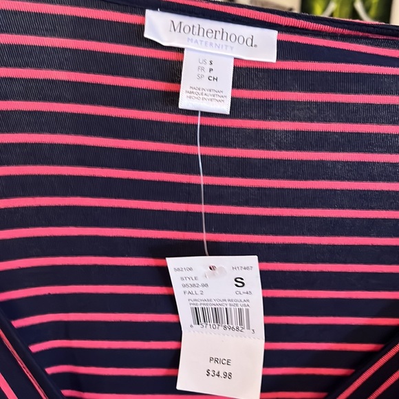 🛍️# 958 NWT Motherhood Maternity Faux Wrap Dress Striped - Picture 8 of 9